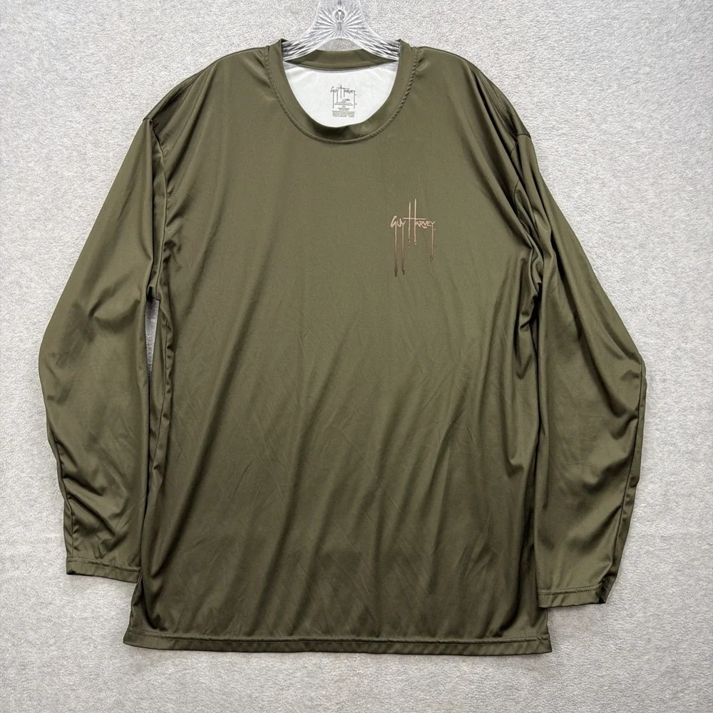 Guy Harvey AFTCO Shirt Mens‎ XXL Green Swordfish Crew Neck Long Sleeve Fishing - Picture 2 of 8